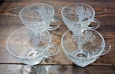 4  Glass Crystal Serva-Snack / Punch Bowl Replacement Grape Cups Anchor Hocking picture