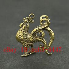 Chinese Handmade Copper Brass Chicken Small Fengshui Statue Ornament picture