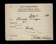 as found - RCA VICTOR DIVISION of RADIO CORPORATION of AMERICA 1944 Gate Pass picture