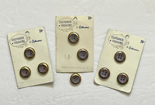 9 Vintage Gold Tone Metal & Purple Plastic Inlay Buttons 4 Hole Costumakers picture