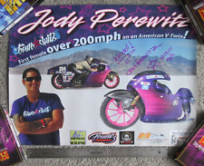 RARE VTG 2010 26x20 SIGNED JODY PEREWITZ 200MPH V-TWIN MOTORCYCLE POSTER picture
