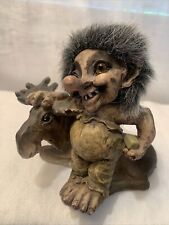 NyForm Collectible Vintage Norway Troll on Brown Moose 4” picture