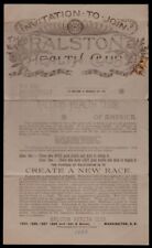 Antique 1895 Invitation to Join the Ralston Health Club of America picture