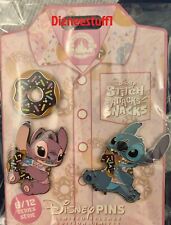 Disney Parks Stitch & Angel Doughnut Attacks Snacks Trading Pin 3 Pc. Set - NEW picture