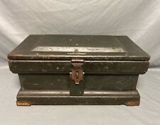 Antique HEAVY Wood Tool Chest Carpenters Box Old Green Paint 22.75