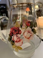Elegant Vintage Hand Painted Roses Glass Pitcher picture