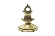 ANTIQUE ENGLISH 18TH CENTURY BRASS HEART LOVE BIRD CROWN SEAL FOB C1760 picture