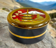 Red Gold Black THE ART OF CHOKIN 24KT Leaf Pagoda Trinket Jewelry Box Lid RARE picture