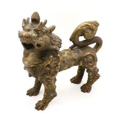 Antique Tibetan Kylie Foo Fu Dog Lion Bronze Statue Heavy Rare picture
