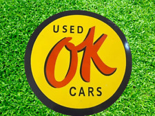 Used Ok Car  Pure Porcelain Enamel Heavy Metal Sign 42  Inches Double Side picture