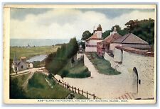 1923 Along Parapets Old Fort Exterior Mackinac Island Michigan Vintage Postcard picture