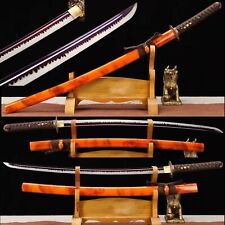 Handmade Red Blade white edges T10 Steel Japanese Samurai Sword Sharp Cut  picture
