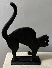 Vintage 11.5” Black Cat Cast Iron Door Stop picture