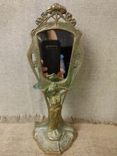 Vintage Art Nouveau Lady Nymph Brass Vanity ~ Tabletop ~ Hand ~ Figural Mirror picture