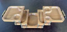 Vintage Karoff 50s Wood MCM 3-Tier Expandable Buffet Serving Tray Jewelry Tray picture