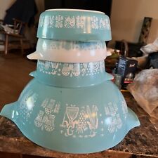 Vintage Pyrex Amish Blue Turquoise and White 473 441 71 444 Beautiful picture