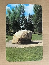 Postcard Cooperstown New York Indian Hunter Dog Statue Lakefront Park Vintage NY picture