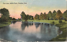The Lake at Miller Park-Omaha, Nebraska NE-antique 1915 posted postcard picture