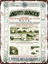 1925 Auto Car Racing Circus World Amusement Park Metal Sign 9x12