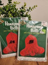 Beistle Vtg Honey Vomb Bells Red lot of 6 VTG Decor #22807 picture