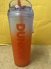 Dunkin' Summer 2024 Ombre Plastic Insulated 24oz Tumbler Orange NWT picture