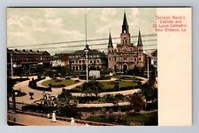 New Orleans LA-Louisiana, Jackson Square, St Louis Cathedral, Vintage Postcard picture