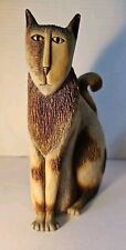 Vintage Marsha McCarthy Signed Beige Tone Resin Sitting Cat Single Bookend picture