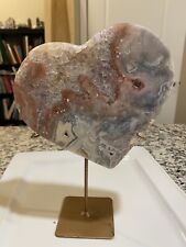 Pink amethyst heart slab Self Stands . Comes With Custom Stand picture