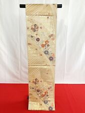 Japanese Kimono Obi 'FUKURO OBI' Silk/Gold/Chrysanthemum/Floral pattern N307 picture