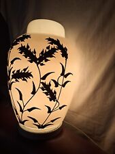 Vintage 1960 table lamp white Glass Embossed leaves Resin Appliqué Tall, Oval . picture
