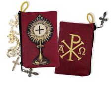 Blessed Sacrament Monstrance Symbol of Christ Tapestry Cloth Rosary Pouch Case picture
