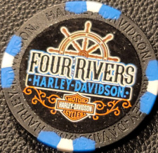 FOUR RIVERS HD ~ KENTUCKY ~ (Black/Blue Wide Print) Harley Davidson Poker Chip picture