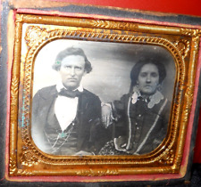 1/6th Size Daguerreotype of older couple in half case, Scoville Extra picture