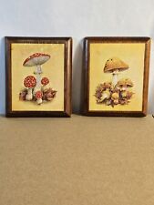 Vtg 1960's-1970's MCM Set Of 2 Mushroom Wall Art Signed By W. M. Otto picture