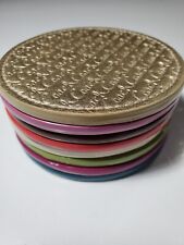 Coach Patent Leather Coasters Set Of 8 Magnetic Colorful 4 Inch Reversible Read picture