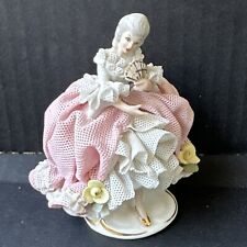 Dresden Sandizell VICTORIAN LADY Small Figurine Porcelain Lace W Germany VTG 4” picture