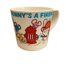 Vintage Bunny & Matty Sanrio 1976 Small Plastic Cup Bunny's a Fireman Rare VHTF picture
