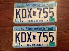 2005 Set of Two Explore Minnesota License Plates KDX 755 MN USA 10,000 Lakes picture