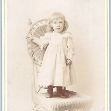 c1880s Montclair NJ Adorable Little Girl Cute Baby Cabinet Card Photo Thomas B18 picture