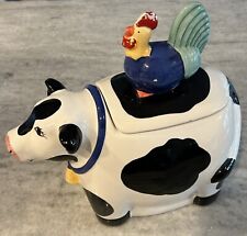 Coco Dowley Certified International Cow and Rooster Ceramic Cookie Jar picture