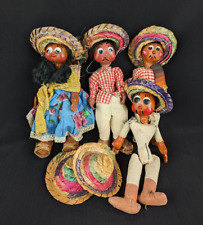 Vintage Tourist Mexican Dolls 1960s Lot of 4 Oil Cloth Dolls Folk Dress Souvenir picture