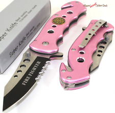 TAC-FORCE Ladies Pink Fire Fighter Rescue Spring Open Assisted EDC Super Knife picture