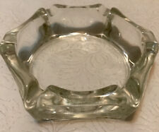 Vintage 4in. Clear Glass Ashtray Hexagonal W/ Textured Bottom Corners picture