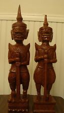 Unique Large 2 Ancient Wood Carved Warriors/Guards Sculptures 21