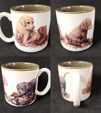 VTG Labrador Puppies Fall Time Coffee Mug Potpourri Press Collectible 1992 picture