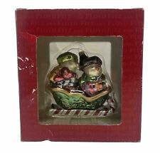 Fitz And Floyd Snow Kids On Sleigh Snowmen Christmas Glass Ornament Holiday picture