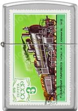Zippo USSR CCCP 1979 3k Soviet Russian Postage Stamp Green Train Satin Chrome picture