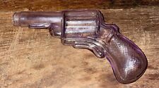 Antique purple glass figural revolver pistol gun candy container hand blown picture