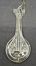 Vintage Handmade Gold Wire & Glass Violin Fiddle Christmas Ornament 6 1/2
