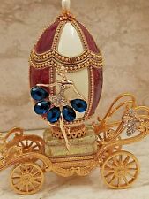 Sapphire Blue Empress Faberge Egg ONEONLY Music Trinket Box & Bracelet 24kt GOLD picture